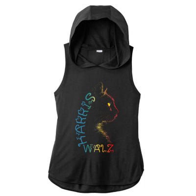 Harris Waltz 2024 Kamala Walz Cat Lettering Positive Funny Ladies PosiCharge Tri-Blend Wicking Draft Hoodie Tank