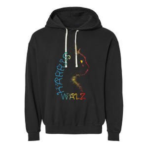 Harris Waltz 2024 Kamala Walz Cat Lettering Positive Funny Garment-Dyed Fleece Hoodie