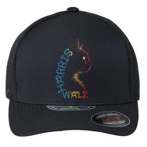 Harris Waltz 2024 Kamala Walz Cat Lettering Positive Funny Flexfit Unipanel Trucker Cap