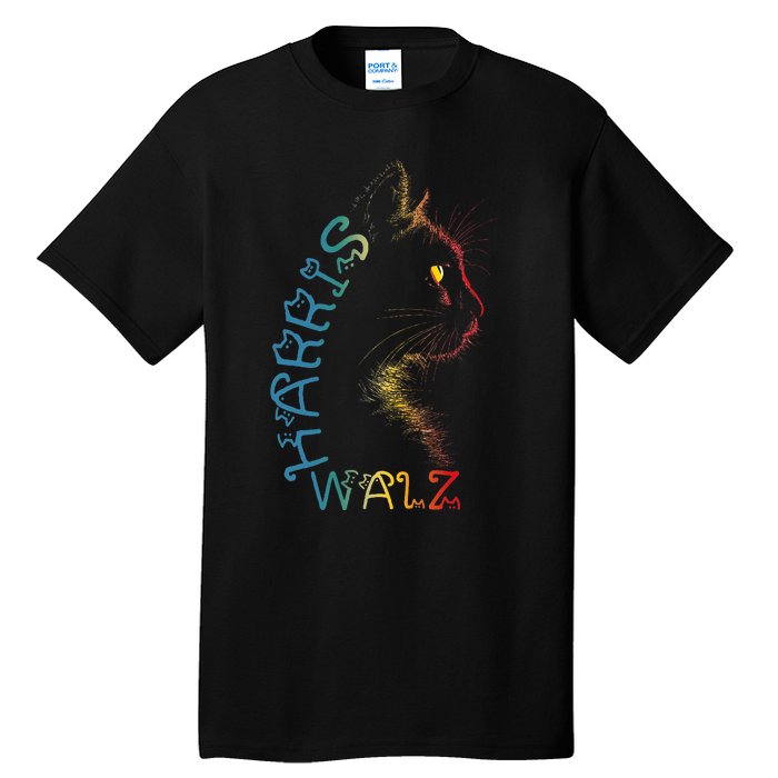 Harris Waltz 2024 Kamala Walz Cat Lettering Positive Funny Tall T-Shirt