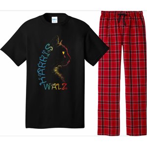 Harris Waltz 2024 Kamala Walz Cat Lettering Positive Funny Pajama Set