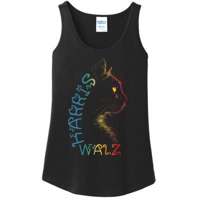 Harris Waltz 2024 Kamala Walz Cat Lettering Positive Funny Ladies Essential Tank