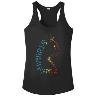 Harris Waltz 2024 Kamala Walz Cat Lettering Positive Funny Ladies PosiCharge Competitor Racerback Tank