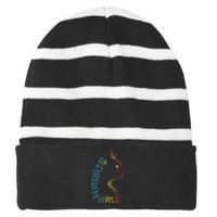 Harris Waltz 2024 Kamala Walz Cat Lettering Positive Funny Striped Beanie with Solid Band