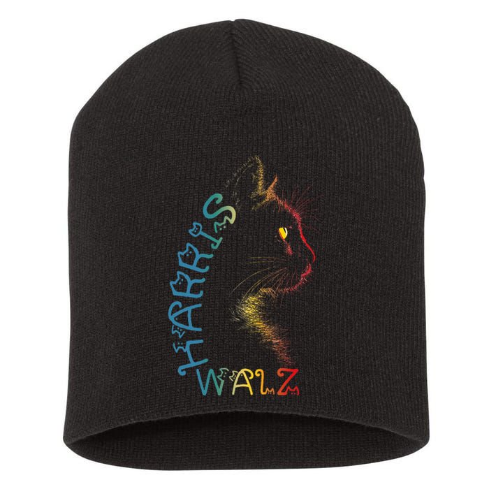 Harris Waltz 2024 Kamala Walz Cat Lettering Positive Funny Short Acrylic Beanie