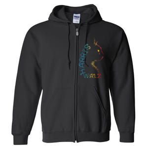 Harris Waltz 2024 Kamala Walz Cat Lettering Positive Funny Full Zip Hoodie