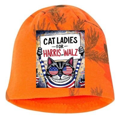 Harris Waltz 2024 Cat Ladies For Harris And Walz 2024 Kati - Camo Knit Beanie