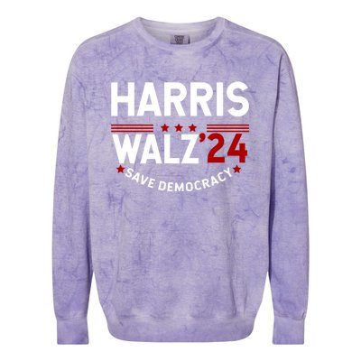 Harris Walz 2024 Save Democracy Colorblast Crewneck Sweatshirt