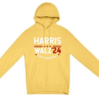 Harris Walz 2024 Save Democracy Premium Pullover Hoodie