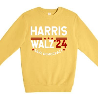 Harris Walz 2024 Save Democracy Premium Crewneck Sweatshirt