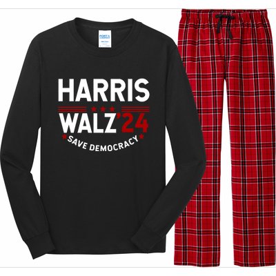 Harris Walz 2024 Save Democracy Long Sleeve Pajama Set