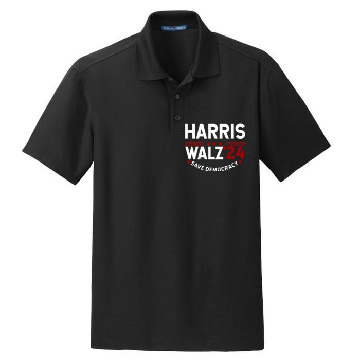 Harris Walz 2024 Save Democracy Dry Zone Grid Polo