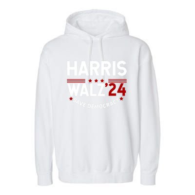 Harris Walz 2024 Save Democracy Garment-Dyed Fleece Hoodie