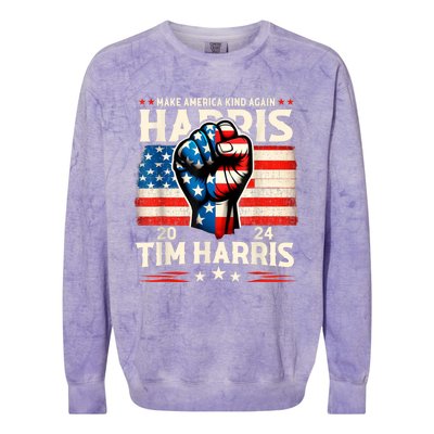 Harris Walz 2024 Make America Kind Again Harris Waltz Quote Colorblast Crewneck Sweatshirt