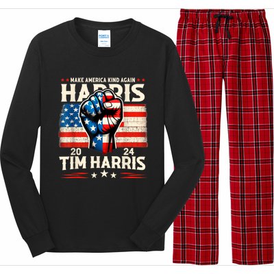 Harris Walz 2024 Make America Kind Again Harris Waltz Quote Long Sleeve Pajama Set