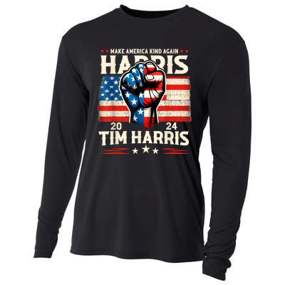 Harris Walz 2024 Make America Kind Again Harris Waltz Quote Cooling Performance Long Sleeve Crew