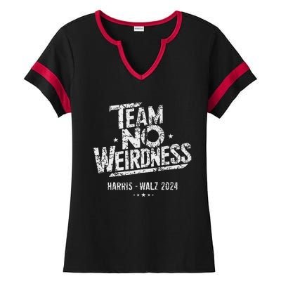 Harris Walz 2024 Team No Weirdness Funny Kamala Tim Waltz Ladies Halftime Notch Neck Tee