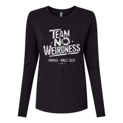 Harris Walz 2024 Team No Weirdness Funny Kamala Tim Waltz Womens Cotton Relaxed Long Sleeve T-Shirt