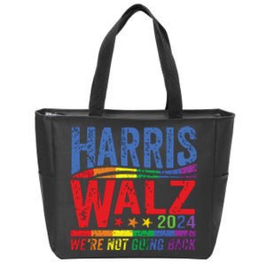 Harris Walz 2024 Were Not Going Back Lgbt Vote Zip Tote Bag