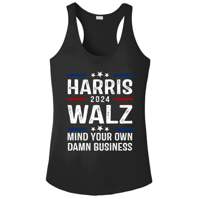 Harris Walz 2024 Mind Your Own Damn Business Ladies PosiCharge Competitor Racerback Tank