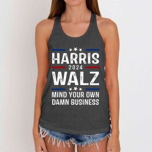 Harris Walz 2024 Mind Your Own Damn Business Women's Knotted Racerback Tank