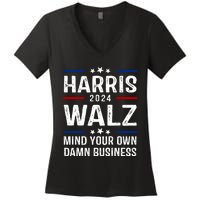 Harris Walz 2024 Mind Your Own Damn Business Women's V-Neck T-Shirt