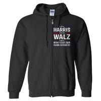 Harris Walz 2024 Mind Your Own Damn Business Full Zip Hoodie