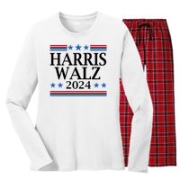 Harris Walz 2024 Usa Election Political Women's Long Sleeve Flannel Pajama Set 