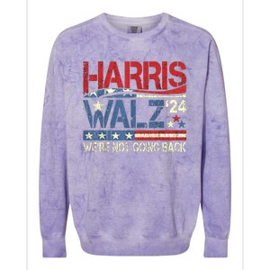 Harris Walz 2024 We Are Not Going Back Colorblast Crewneck Sweatshirt