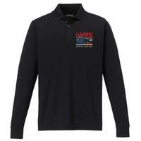 Harris Walz 2024 We Are Not Going Back Performance Long Sleeve Polo