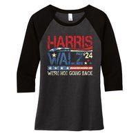 Harris Walz 2024 We Are Not Going Back Women's Tri-Blend 3/4-Sleeve Raglan Shirt