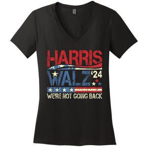 Harris Walz 2024 We Are Not Going Back Women's V-Neck T-Shirt