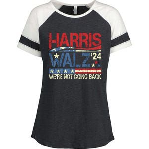 Harris Walz 2024 We Are Not Going Back Enza Ladies Jersey Colorblock Tee