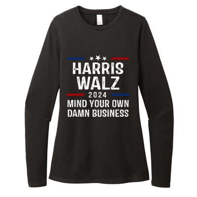 Harris Walz 2024 Mind Your Own Damn Business Womens CVC Long Sleeve Shirt