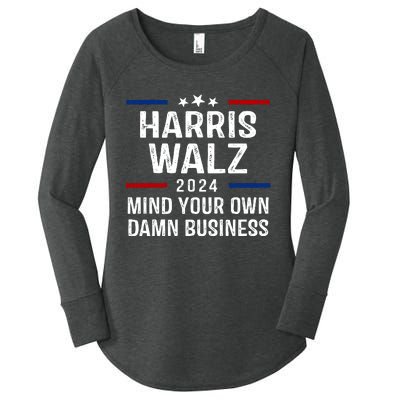 Harris Walz 2024 Mind Your Own Damn Business Women's Perfect Tri Tunic Long Sleeve Shirt