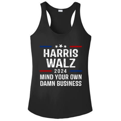 Harris Walz 2024 Mind Your Own Damn Business Ladies PosiCharge Competitor Racerback Tank