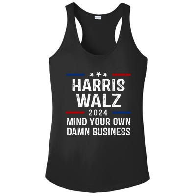 Harris Walz 2024 Mind Your Own Damn Business Ladies PosiCharge Competitor Racerback Tank