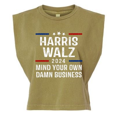 Harris Walz 2024 Mind Your Own Damn Business Garment-Dyed Women's Muscle Tee