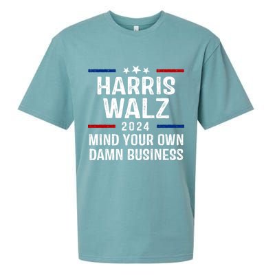 Harris Walz 2024 Mind Your Own Damn Business Sueded Cloud Jersey T-Shirt