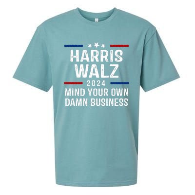 Harris Walz 2024 Mind Your Own Damn Business Sueded Cloud Jersey T-Shirt