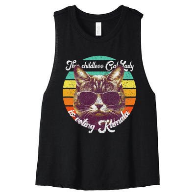 Harris Waltz 2024 Support Cat Lady (Vintage) Women's Racerback Cropped Tank