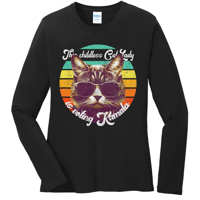 Harris Waltz 2024 Support Cat Lady (Vintage) Ladies Long Sleeve Shirt