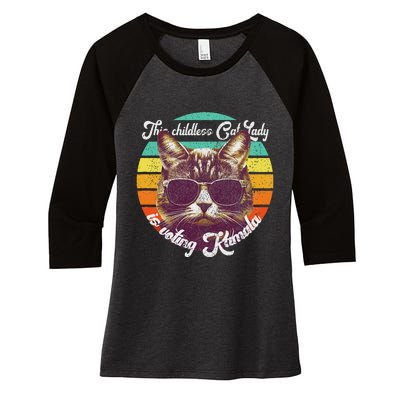 Harris Waltz 2024 Support Cat Lady (Vintage) Women's Tri-Blend 3/4-Sleeve Raglan Shirt