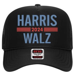 Harris Waltz 2024 Retro Button Election High Crown Mesh Back Trucker Hat