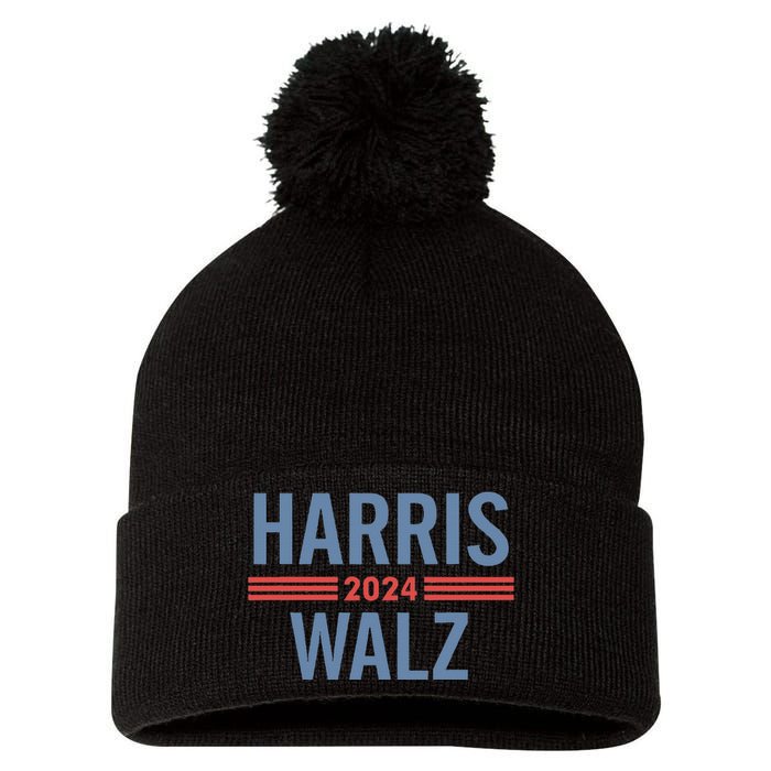 Harris Waltz 2024 Retro Button Election Pom Pom 12in Knit Beanie