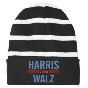 Harris Waltz 2024 Retro Button Election Striped Beanie with Solid Band