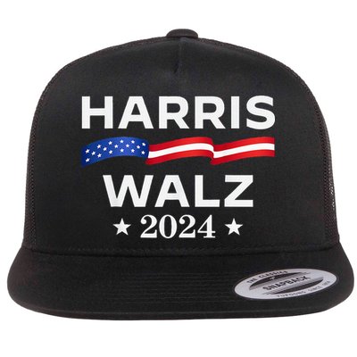 Harris Walz 24 2024 Retro 80s Kamala Harris Tim Walz Waltz Flat Bill Trucker Hat