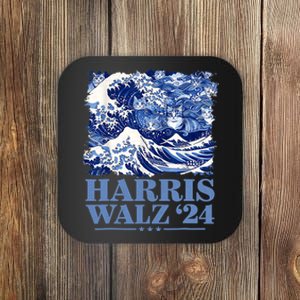 Harris Waltz 2024 Cute Wave Of Blue Cats For Kamala Harris Coaster