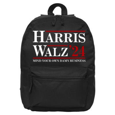 Harris Walz 2024 Mind Your Own Damn Business 16 in Basic Backpack