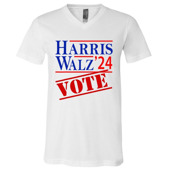 Harris Walz 2024 American Flag Kamala Harris Tim Waltz V-Neck T-Shirt